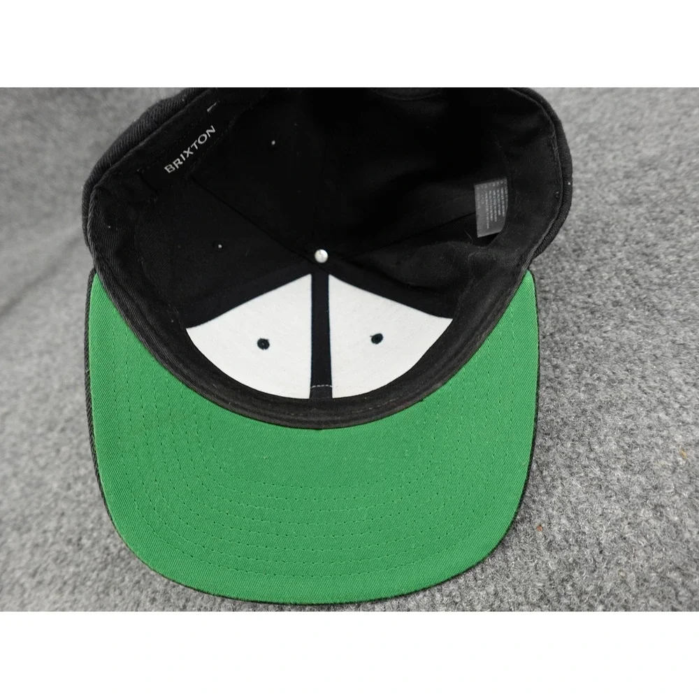 Brixton‎ Snapback Hat Mens OSFM Black Embroidered Logo Patch Flat Bill Cap